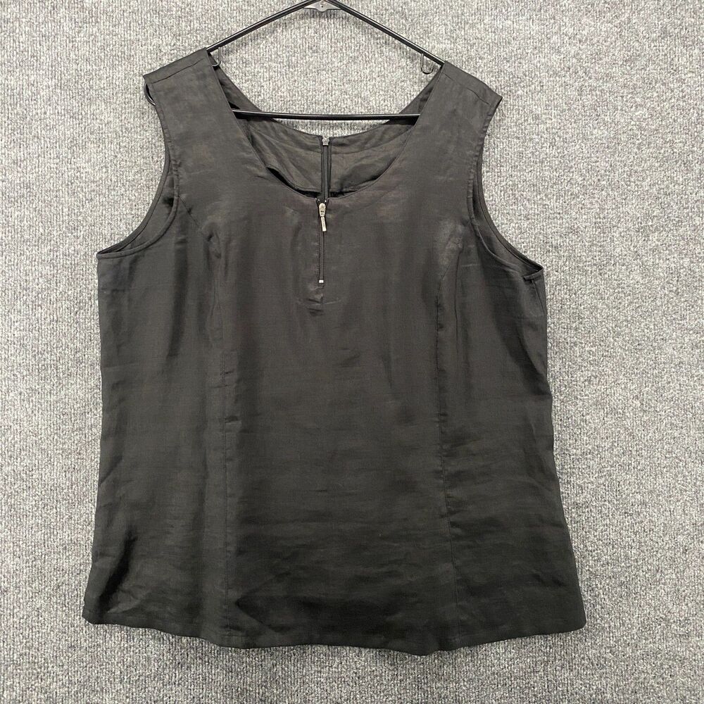 AS HRO Blouse Top Womens 18 Black Canvas Sleeveless Casual Fitted Goth‎ Formal